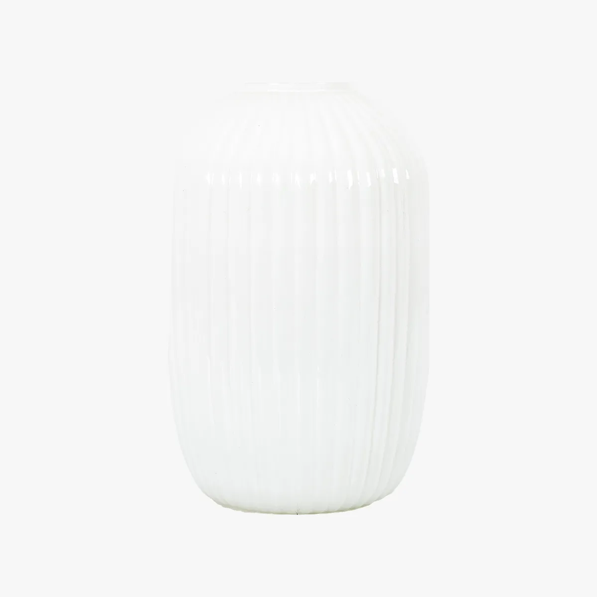 Medium Vase with Ridged Design - White, Glass product