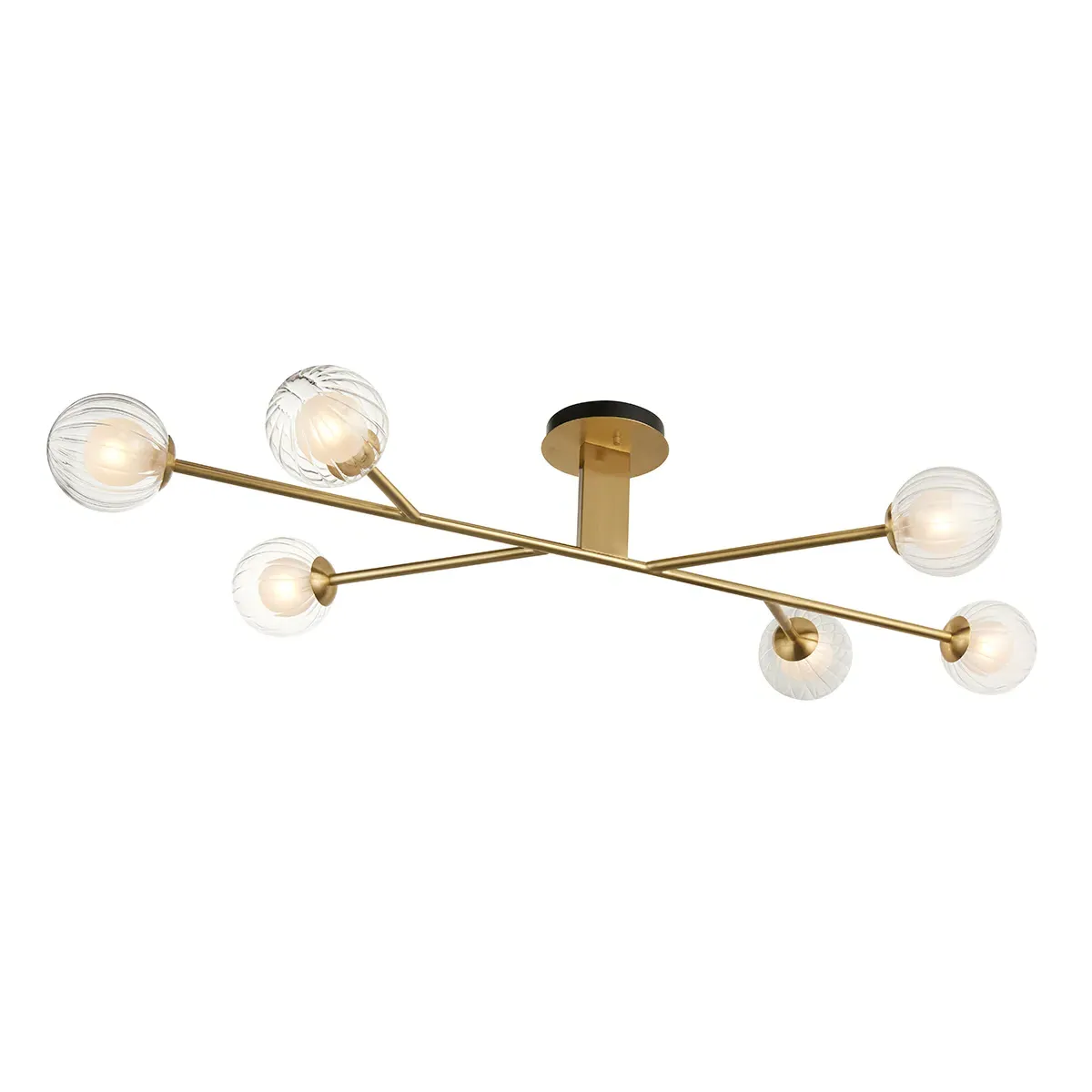 Naomi Frosted Glass Semi Flush Light - Brass product