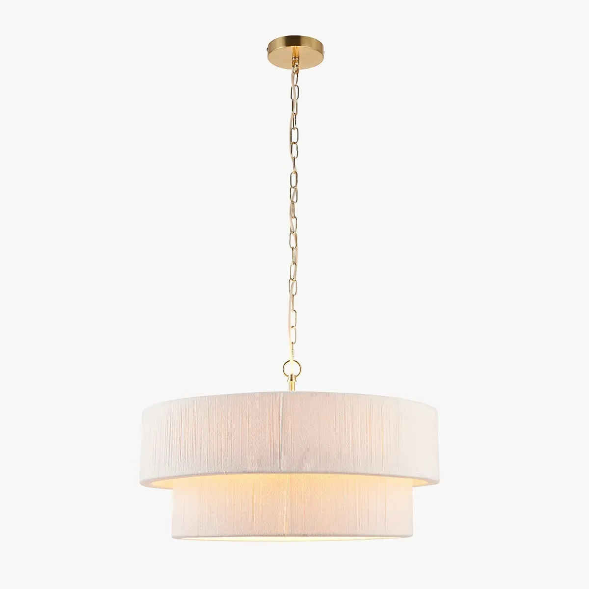 Noel 5-Light Pendant Light - Brushed Brass, Cream Cotton by Perch & Parrow