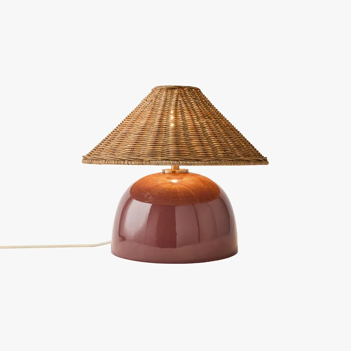 Nora Table Lamp - Burgundy, Rattan by Perch & Parrow