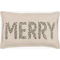 Nordic Woodland Merry Embroidered Cushion by Perch & Parrow, alternate view