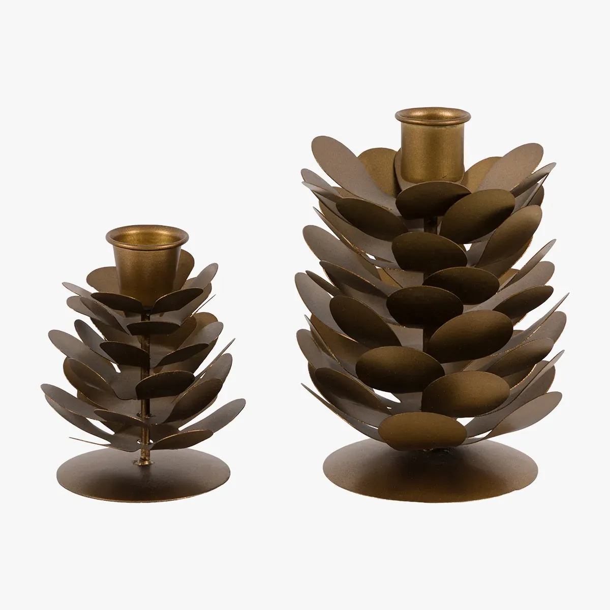 Nordic Woodland Pinecone Candleholders Set of 2 - Gold by Perch & Parrow