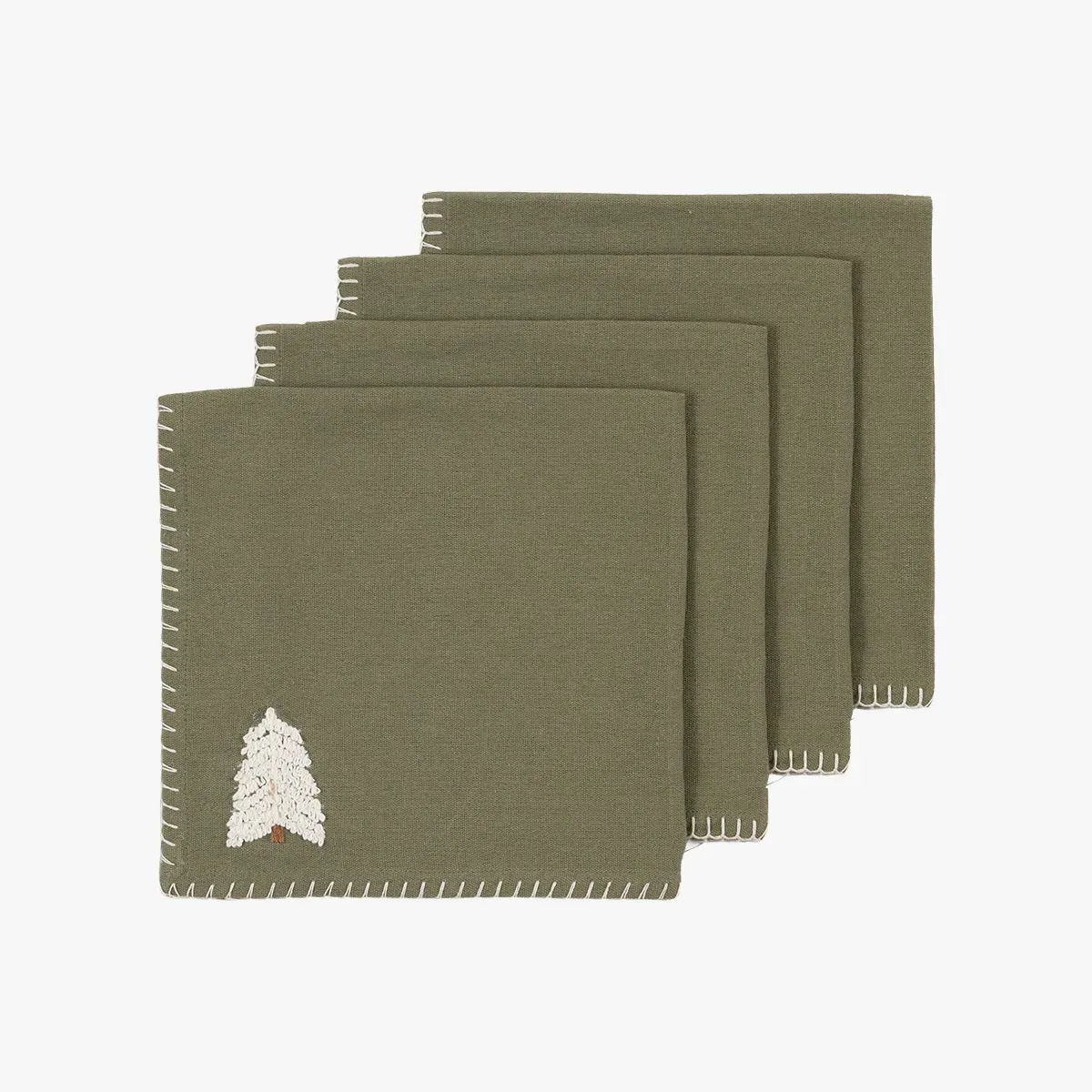 Nordic Woodland Tree Embroidered Napkins Set of 4 by Perch & Parrow