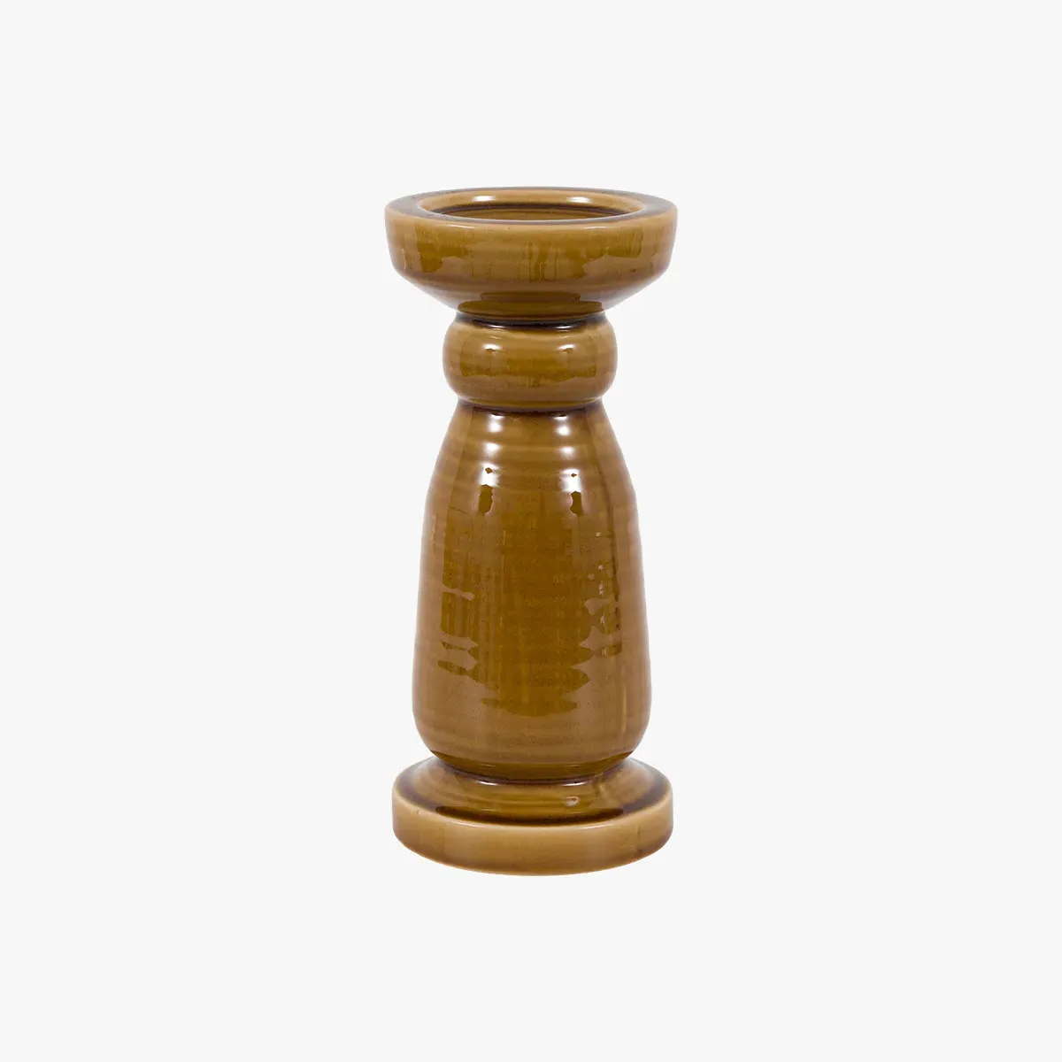 Novara Large Candlestick - Caramel, Crackle Glaze by Perch & Parrow