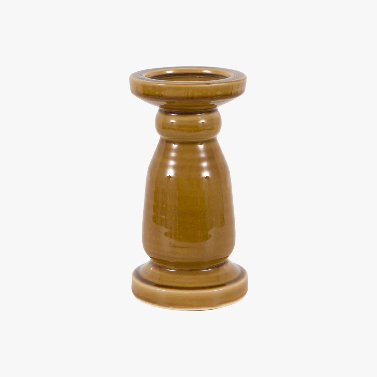 Novara Small Candlestick - Caramel, Crackle Glaze by Perch & Parrow
