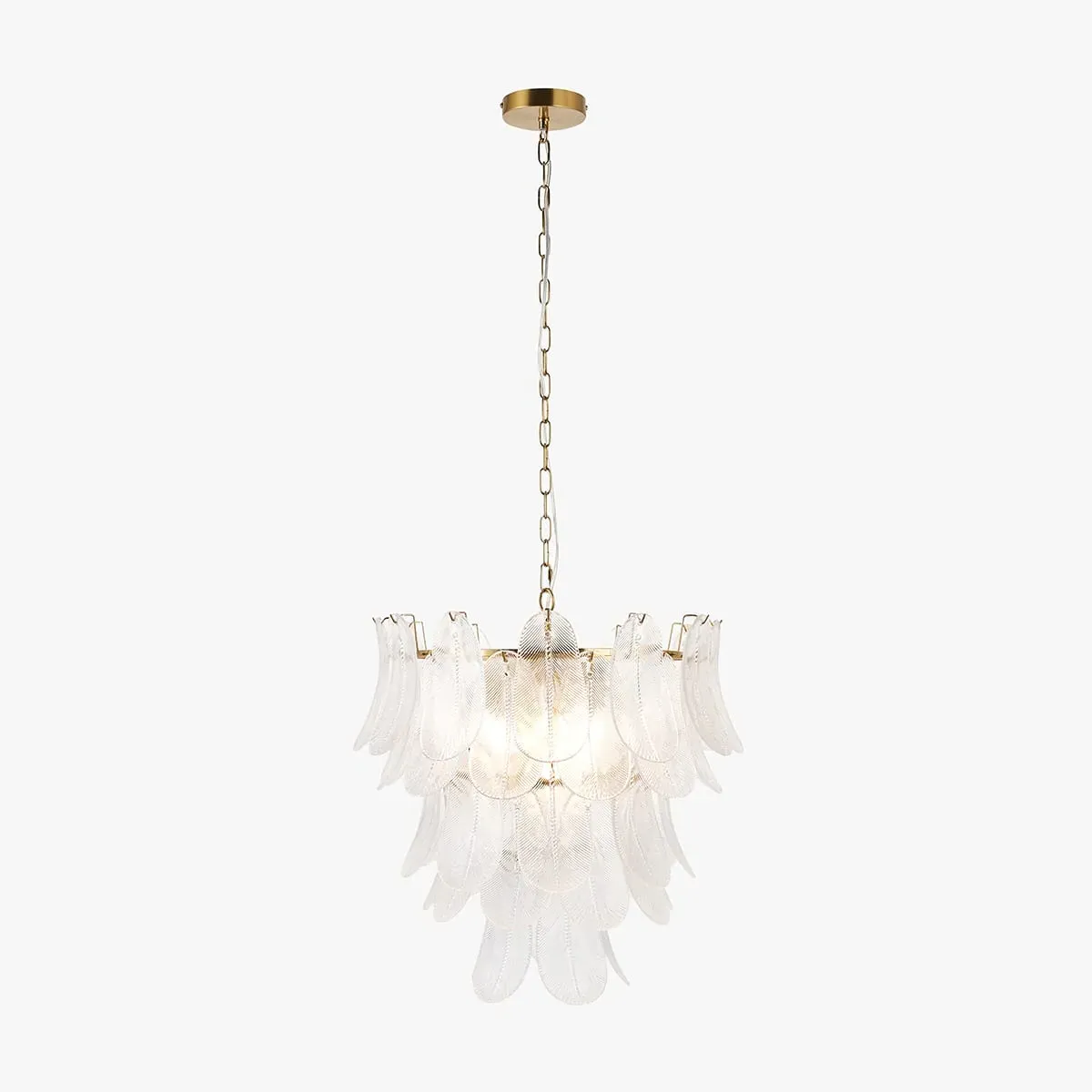Otono 4-Light Pendant Light - Brushed Aged Brass, Clear Textured Glass by Perch & Parrow