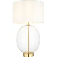 Oval Table Lamp with White Shade - Brass, Glass alternate view