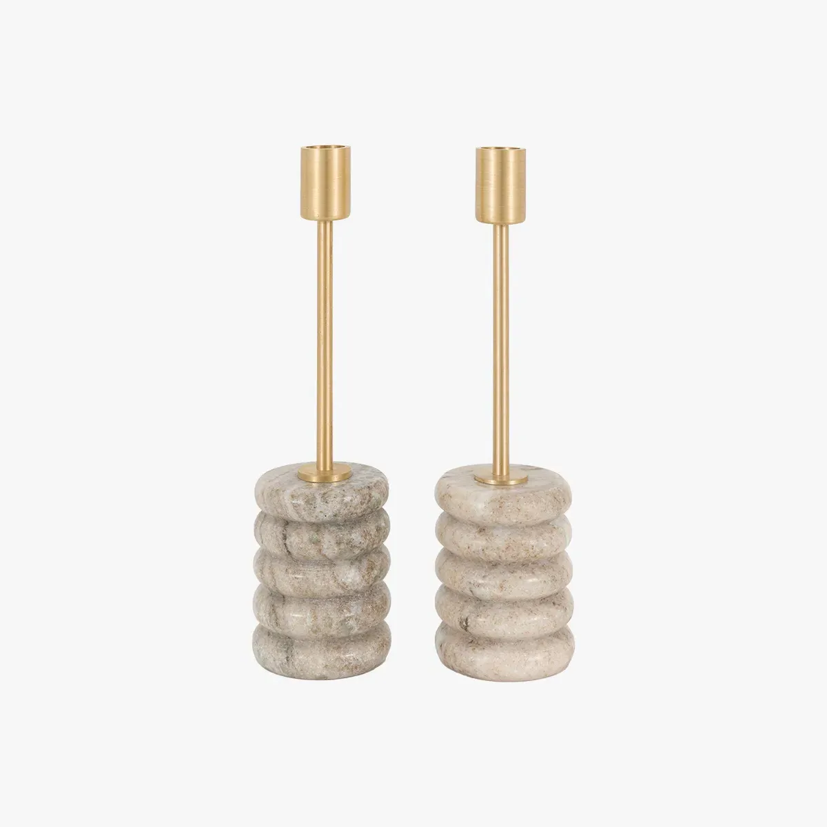 Pietra Set of 2 Candle Sticks - Beige, Marble product