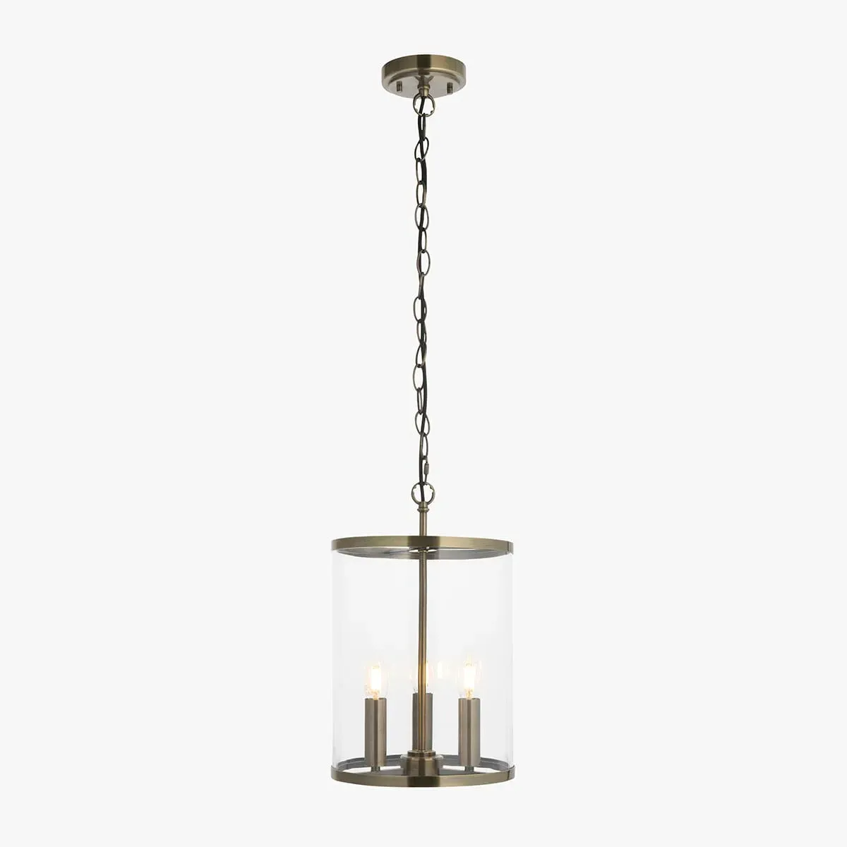 Ravello 3-Light Pendant Light - Antique Brass, Clear Glass by Perch & Parrow