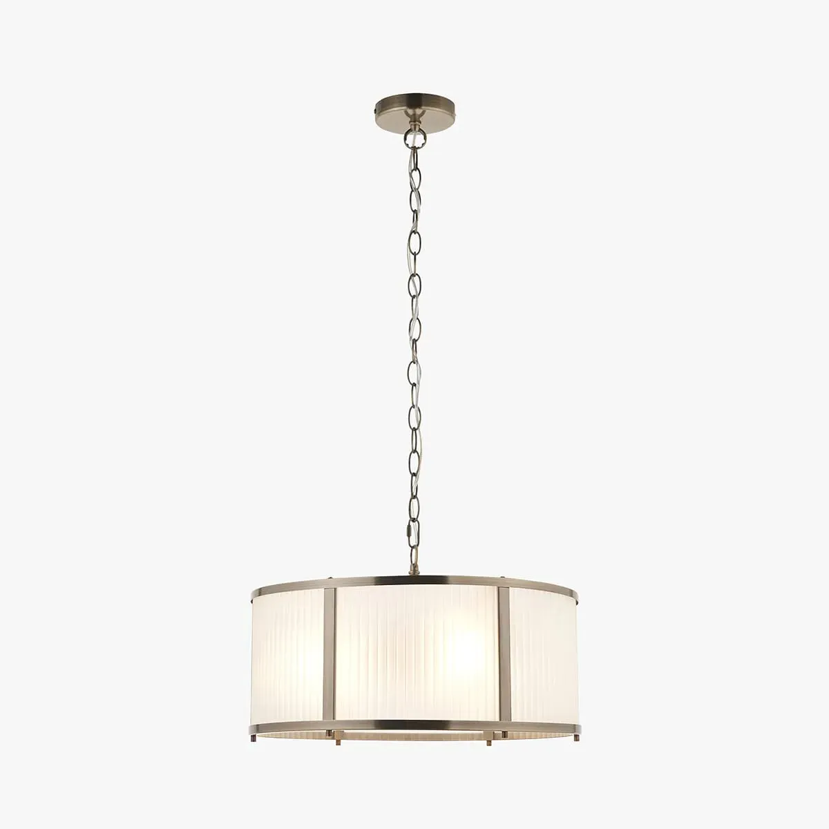 Richmond 3-Light Pendant Light - Antique Brass, Frosted Ribbed Glass by Perch & Parrow
