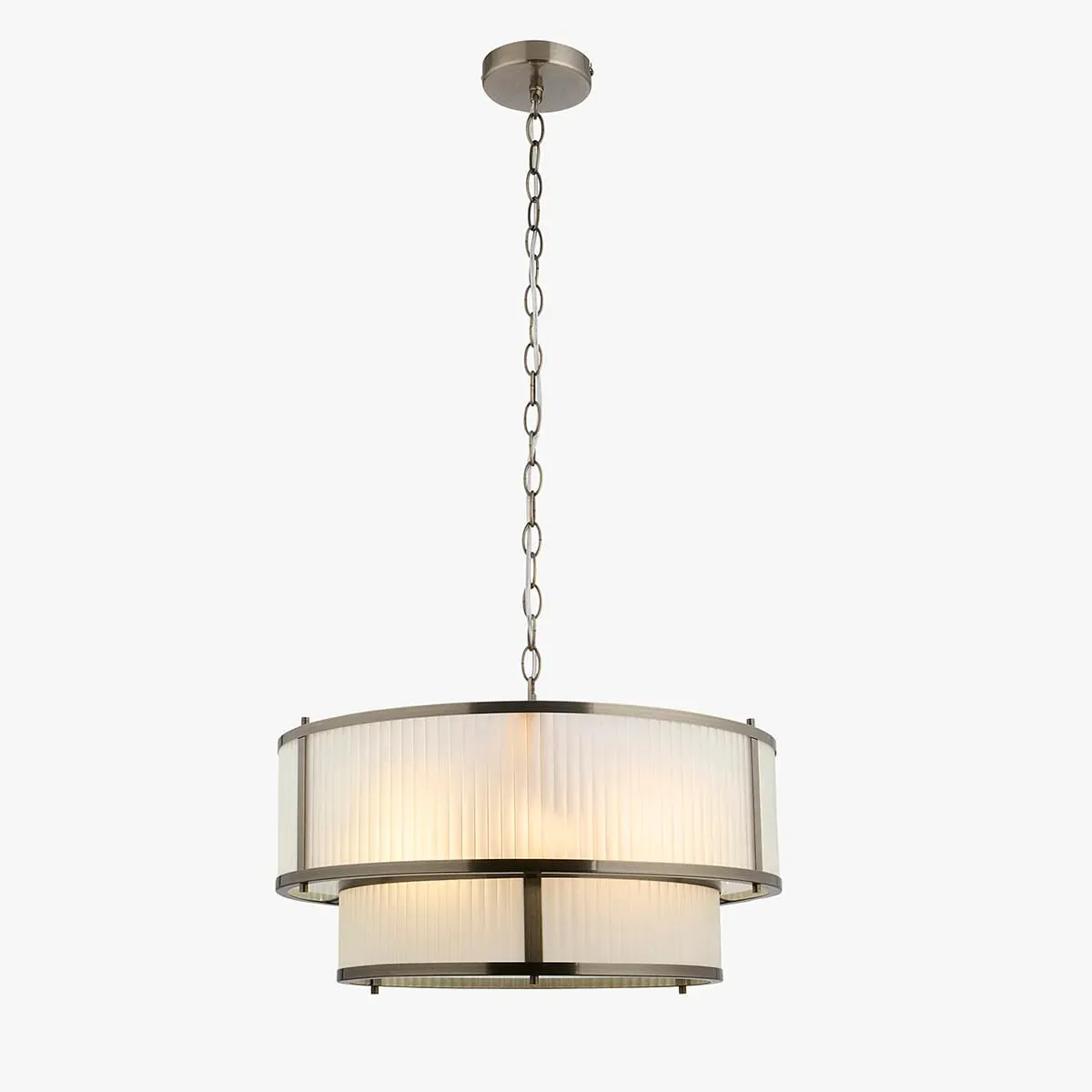 Richmond 5-Light Pendant Light - Antique Brass, Frosted Ribbed Glass by Perch & Parrow