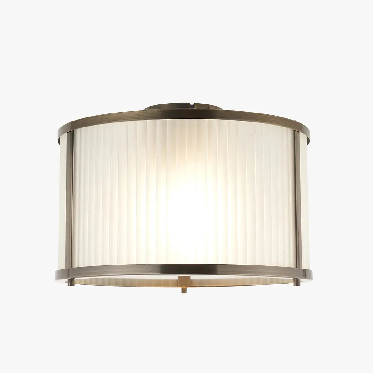 Richmond Flush Ceiling Light - Antique Brass, Frosted Ribbed Glass by Perch & Parrow