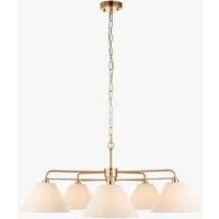 Rockford 5-Light Pendant Light - Brushed Aged Brass, Natural Linen by Perch & Parrow, image 2