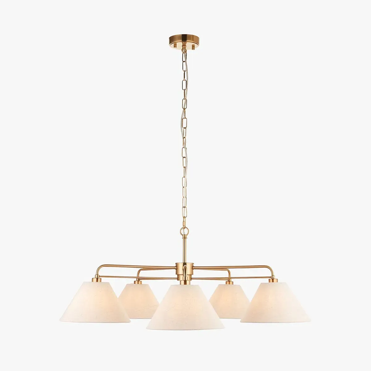 Rockford 5-Light Pendant Light - Brushed Aged Brass, Natural Linen by Perch & Parrow