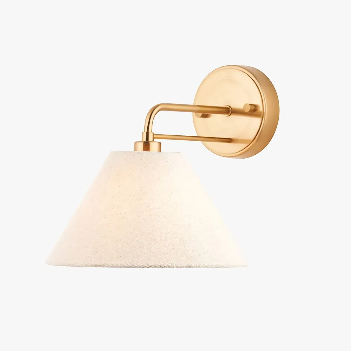 Rockford Wall Light - Brushed Aged Brass, Natural Linen by Perch & Parrow