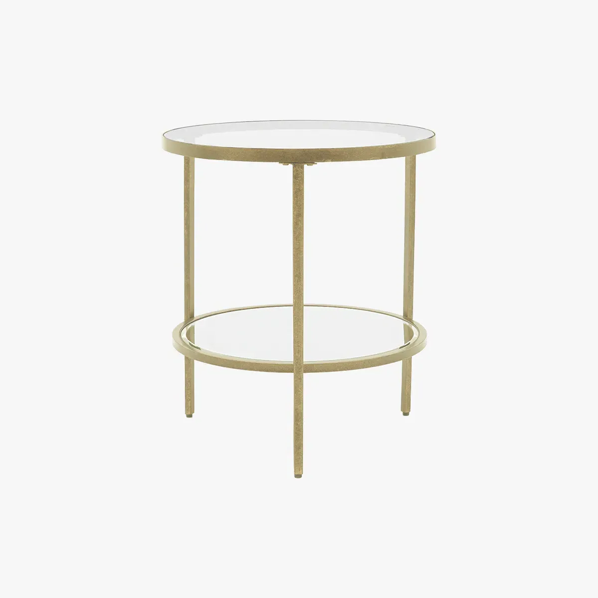 Round Side Table with Shelf - Champagne, Glass product