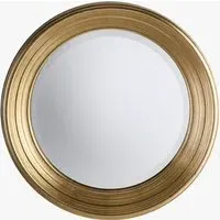 Round Wall Mirror with Textured Frame - Gold alternate view
