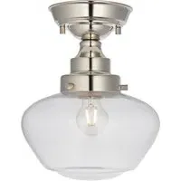 Semi Flush Light with Curved Glass - Clear, Nickel alternate view