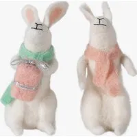 Set of 2 Decorative Hares with Scarves - White alternate view