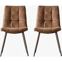 Set of 2 Dining Chairs - Brown, Faux Leather alternate view