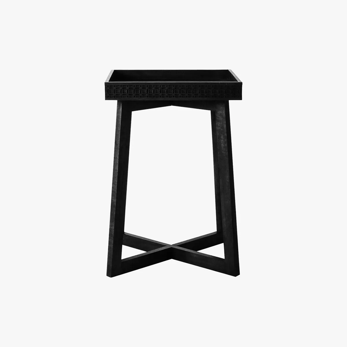 Side Table with Ornamented Top - Charcoal, Wood product