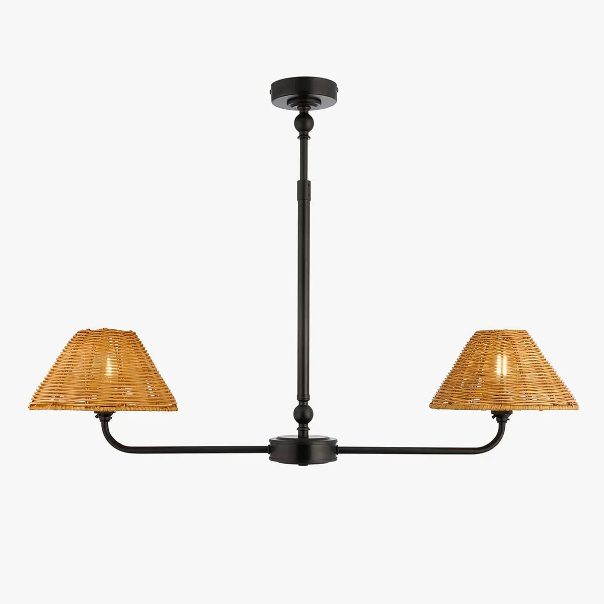 Siwa 2-Light Pendant Light - Dark Rattan, Matt Black by Perch & Parrow