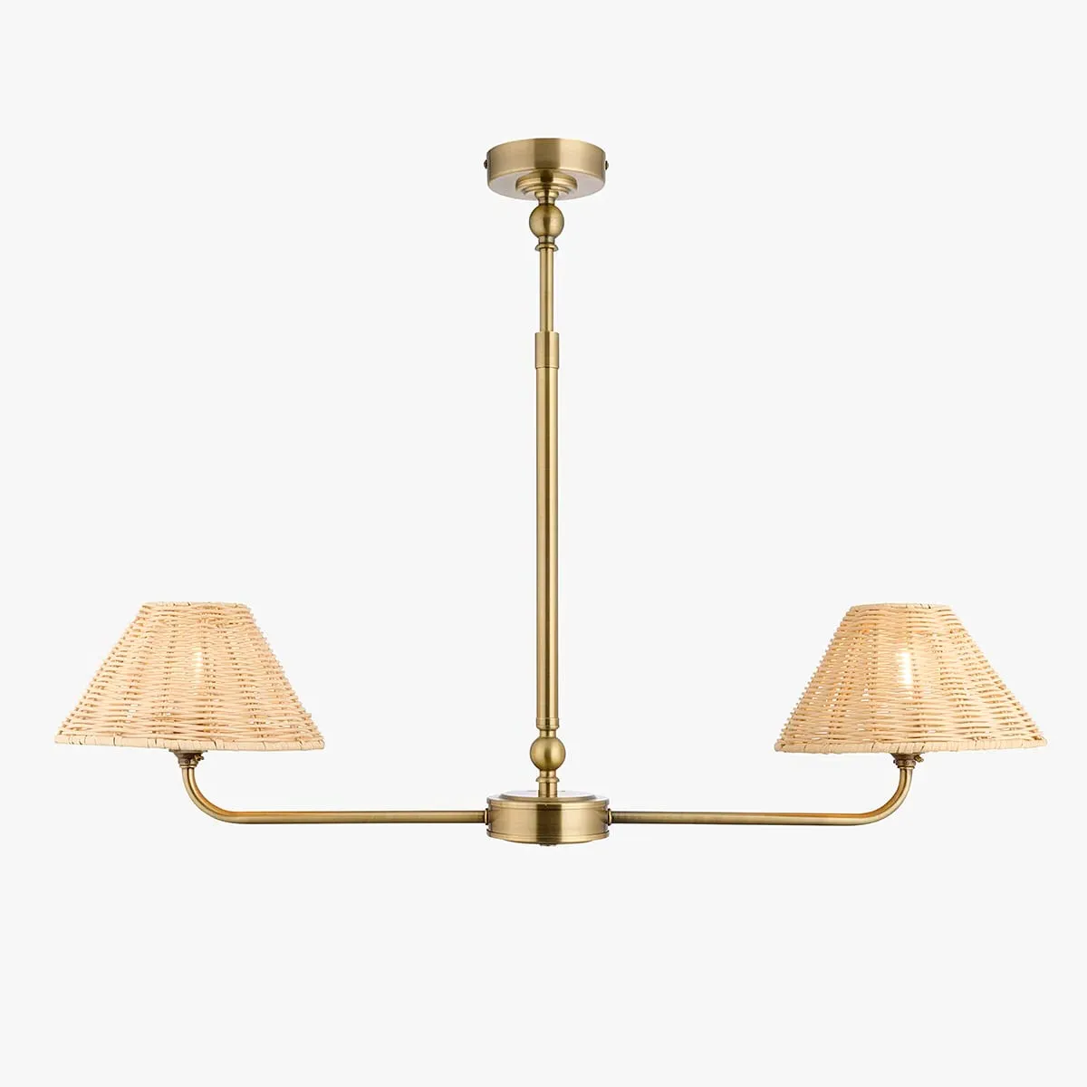 Siwa 2-Light Pendant Light - Natural Rattan, Antique Brass by Perch & Parrow