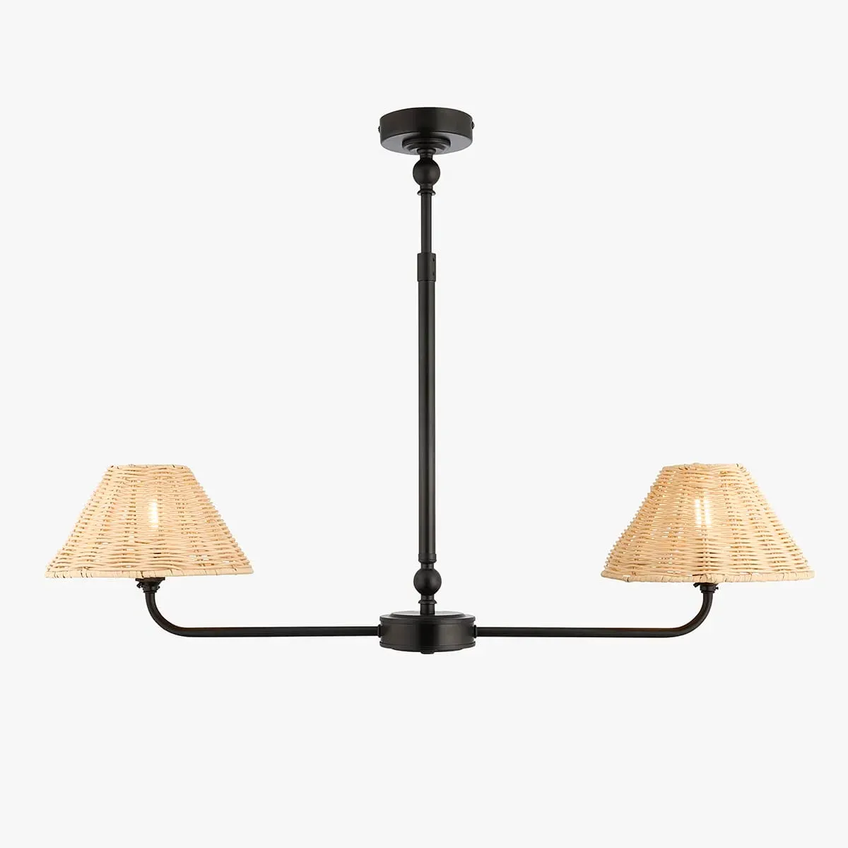 Siwa 2-Light Pendant Light - Natural Rattan, Matt Black by Perch & Parrow