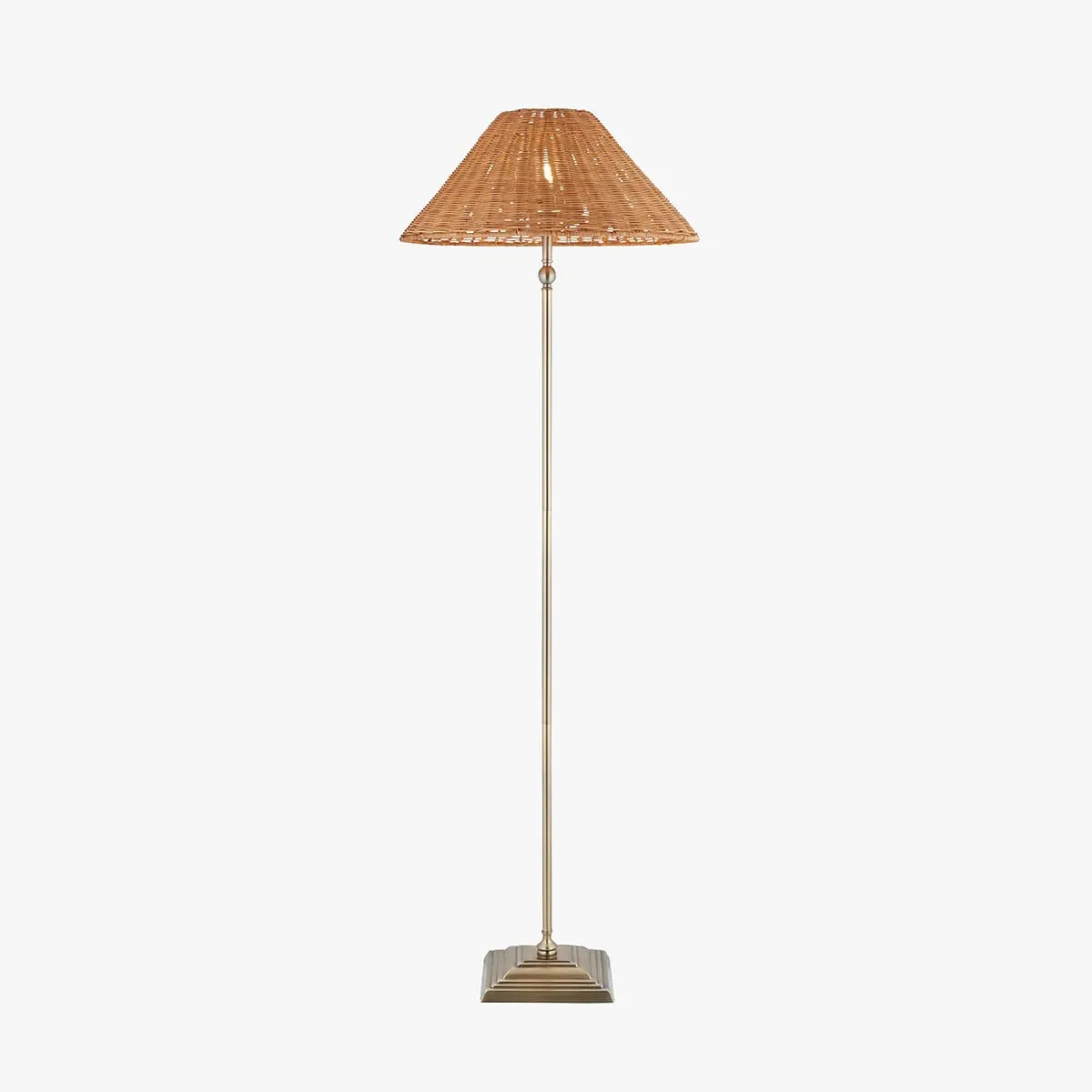 Siwa Floor Lamp - Antique Brass, Dark Rattan by Perch & Parrow
