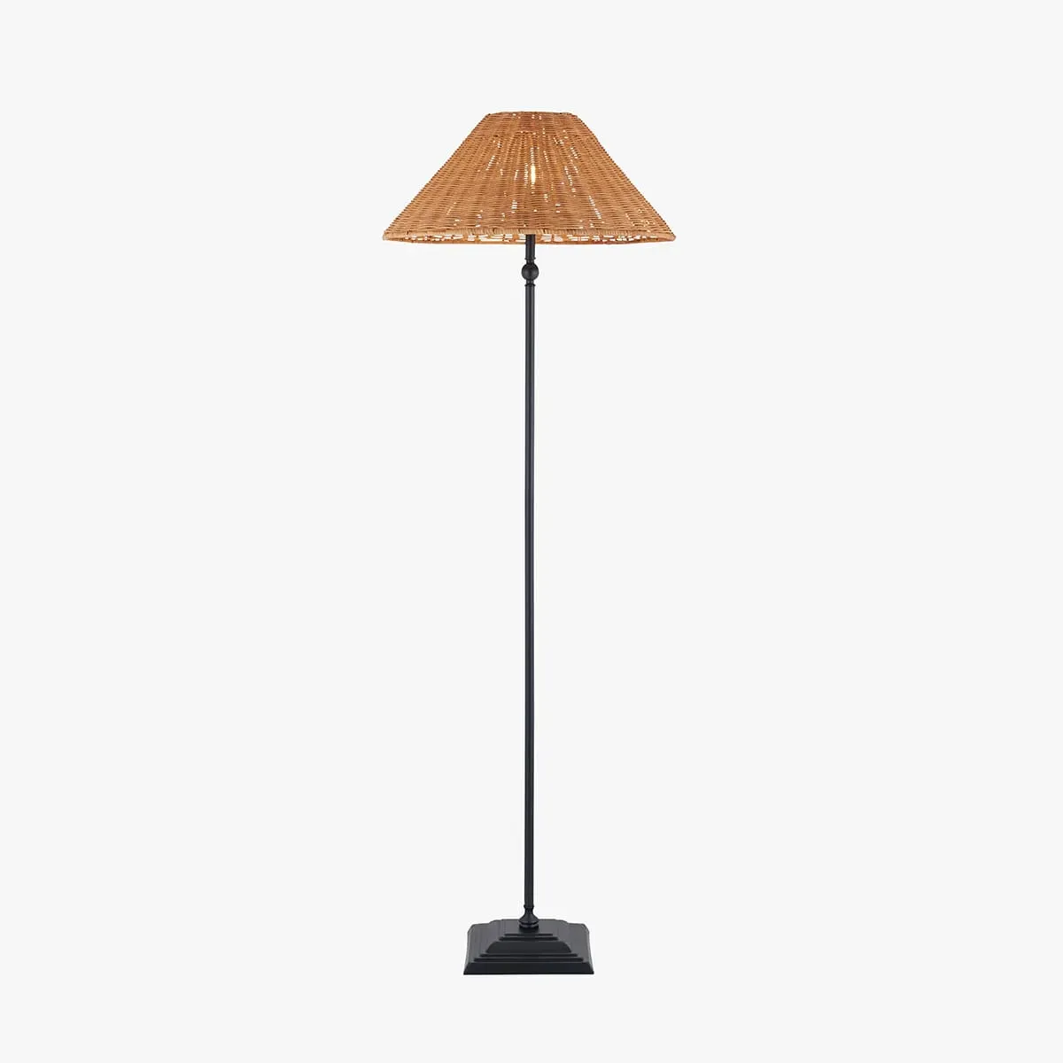 Siwa Floor Lamp - Matt Black, Dark Rattan by Perch & Parrow