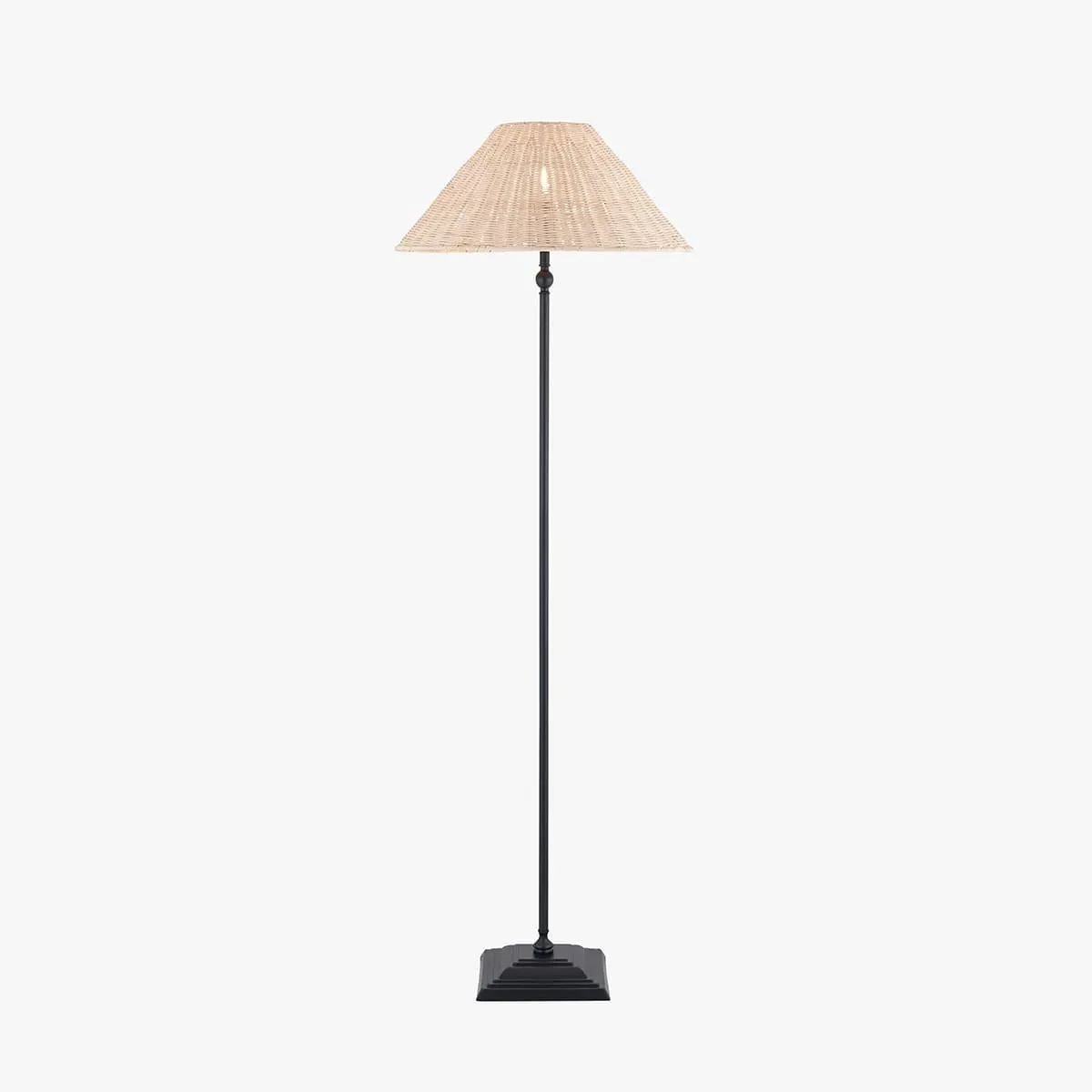 Siwa Floor Lamp - Matt Black, Natural Rattan by Perch & Parrow