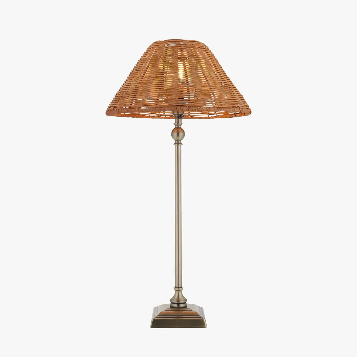 Siwa Table Lamp - Dark Rattan, Antique Brass by Perch & Parrow