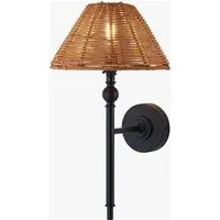 Siwa Wall Light - Matt Black, Dark Rattan by Perch & Parrow, alternate view
