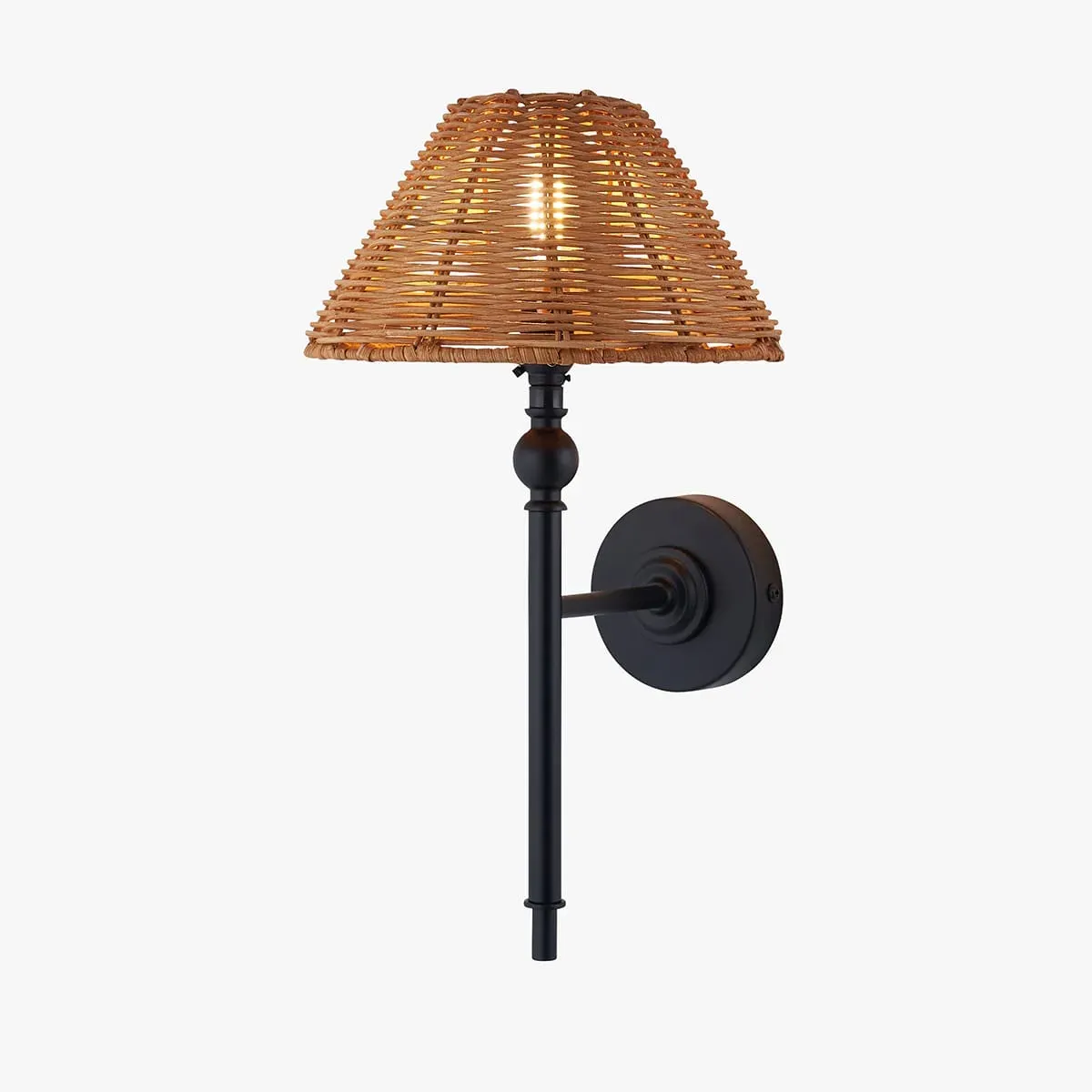 Siwa Wall Light - Matt Black, Dark Rattan by Perch & Parrow