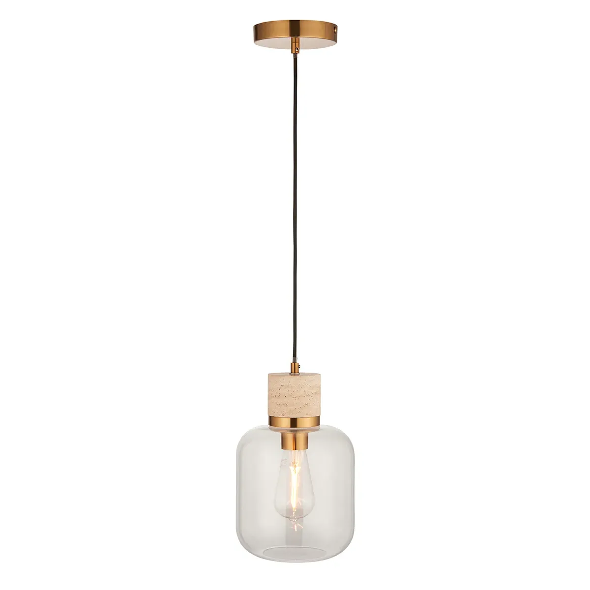 Sloane Pendant - Travertine, Vintage Brass and Glass product