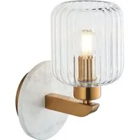 Sloane Ribbed Wall Light - White, Volakas Marble alternate view