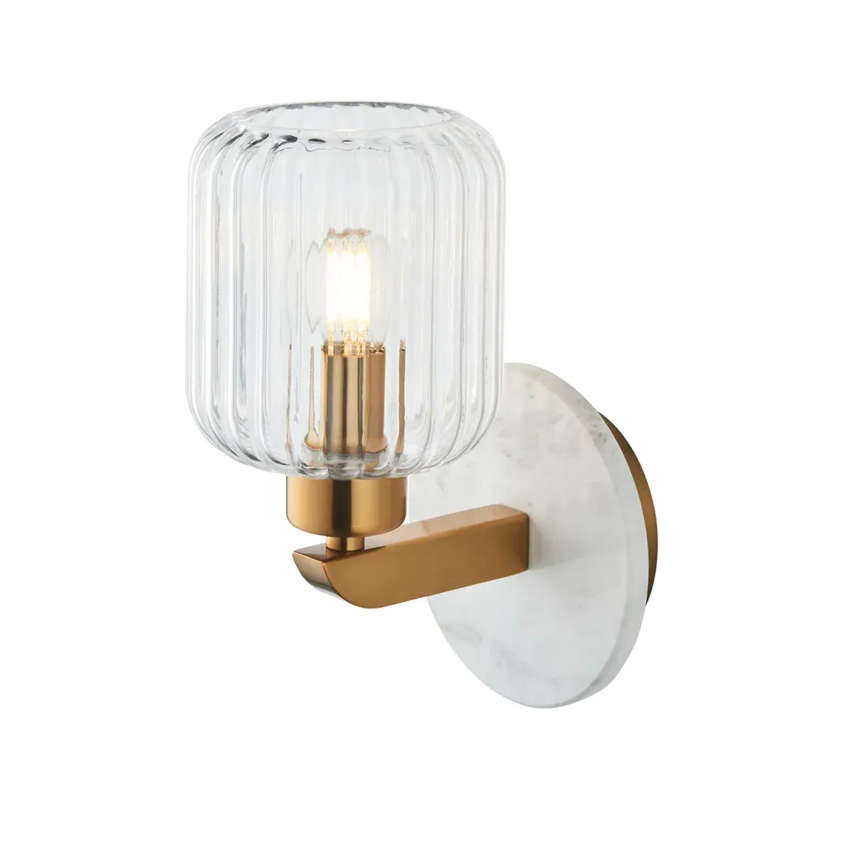 Sloane Ribbed Wall Light - White, Volakas Marble product