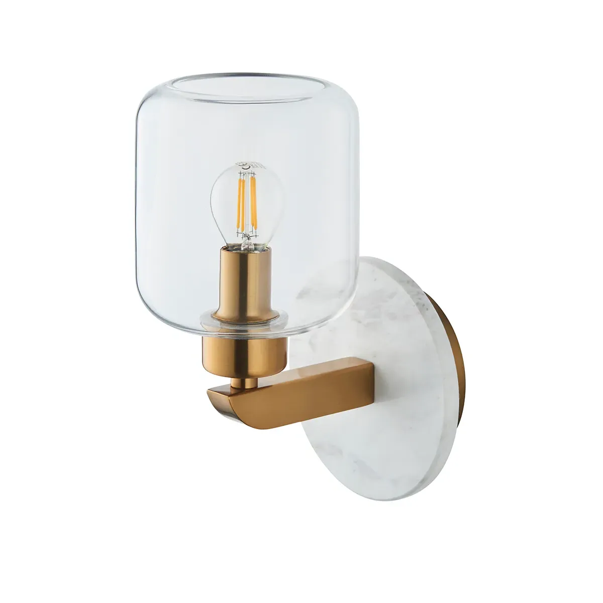 Sloane Wall Light - White Volakas Marble, Vintage Brass, Glass product