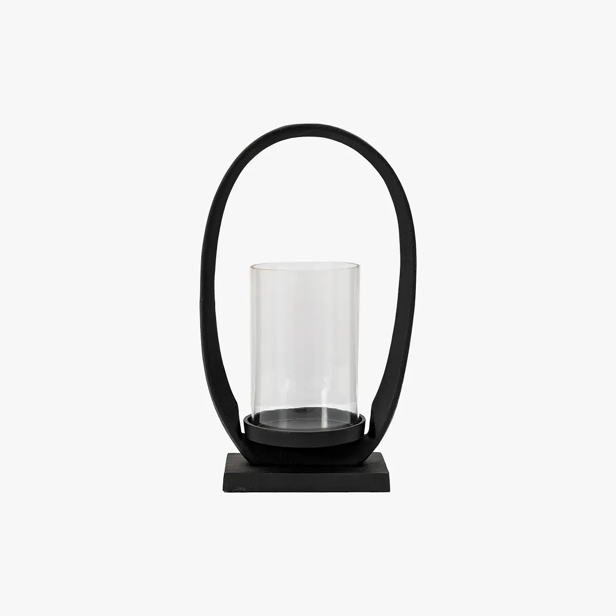 Small Lantern with Loop Handle - Black, Metal product