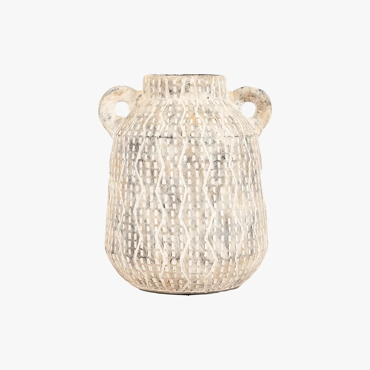 Small Vase with Engraved Patterns - Earthy White product