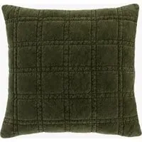 Solace Quilted Cushion - Olive, Cotton Velvet by Perch & Parrow, alternate view