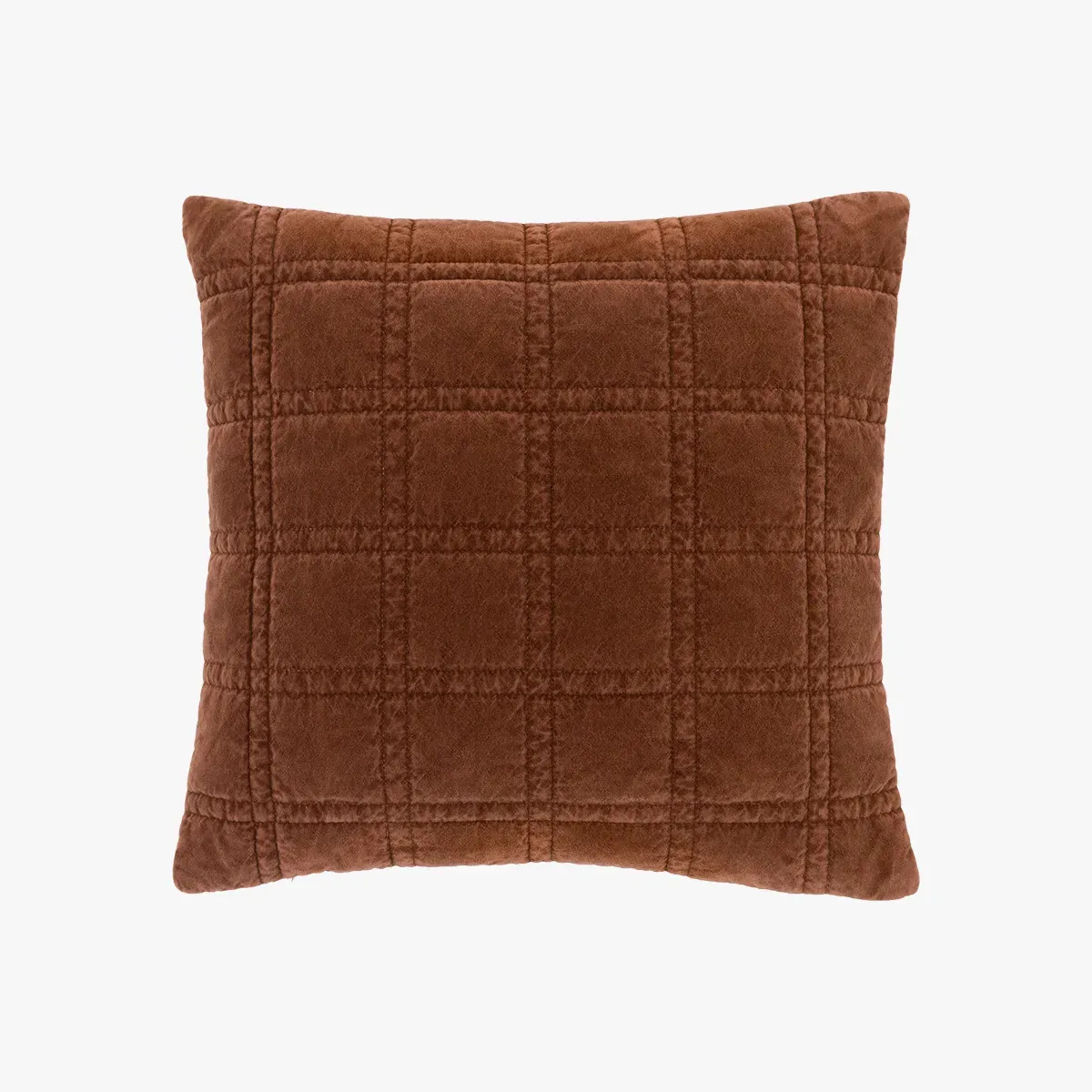 Solace Quilted Cushion - Rust, Cotton Velvet by Perch & Parrow