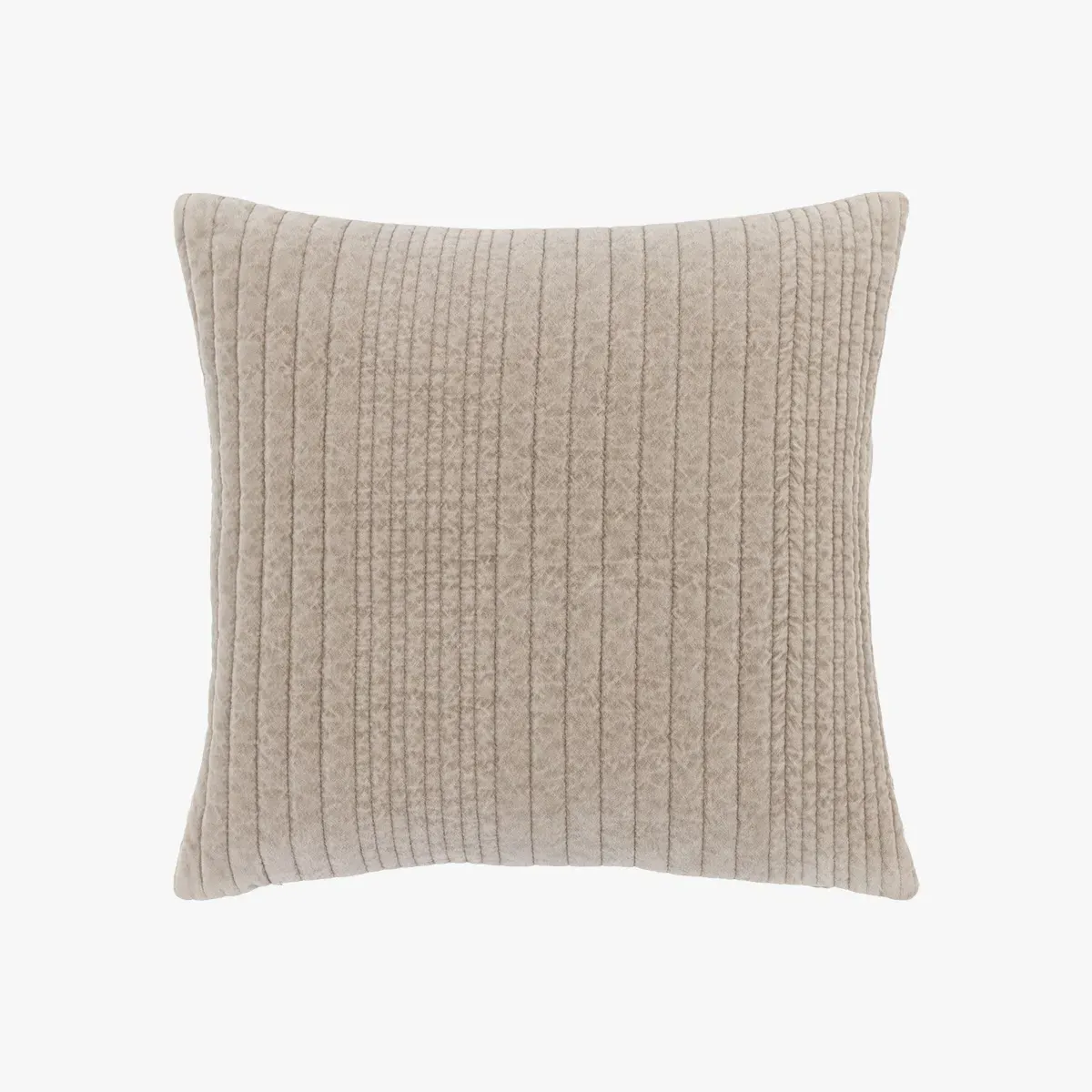 Solace Velvet Stitched Cushion - Taupe by Perch & Parrow