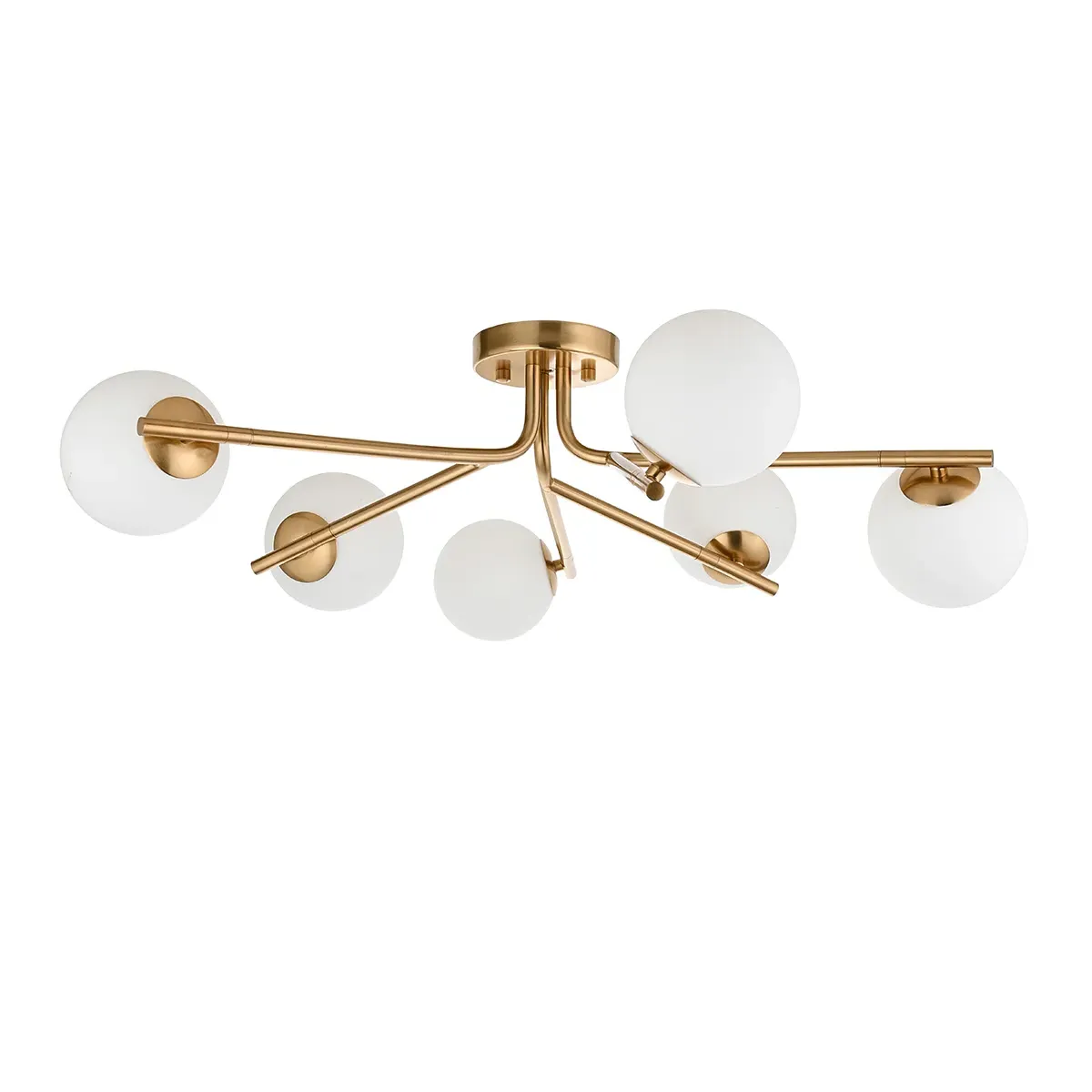 Stellor 6-Light Semi Flush Ceiling Light - Brass, Opal Glass product