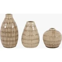 Thea Ceramic Ridged Bud Vases Set of 3 - Natural by Perch & Parrow, alternate view