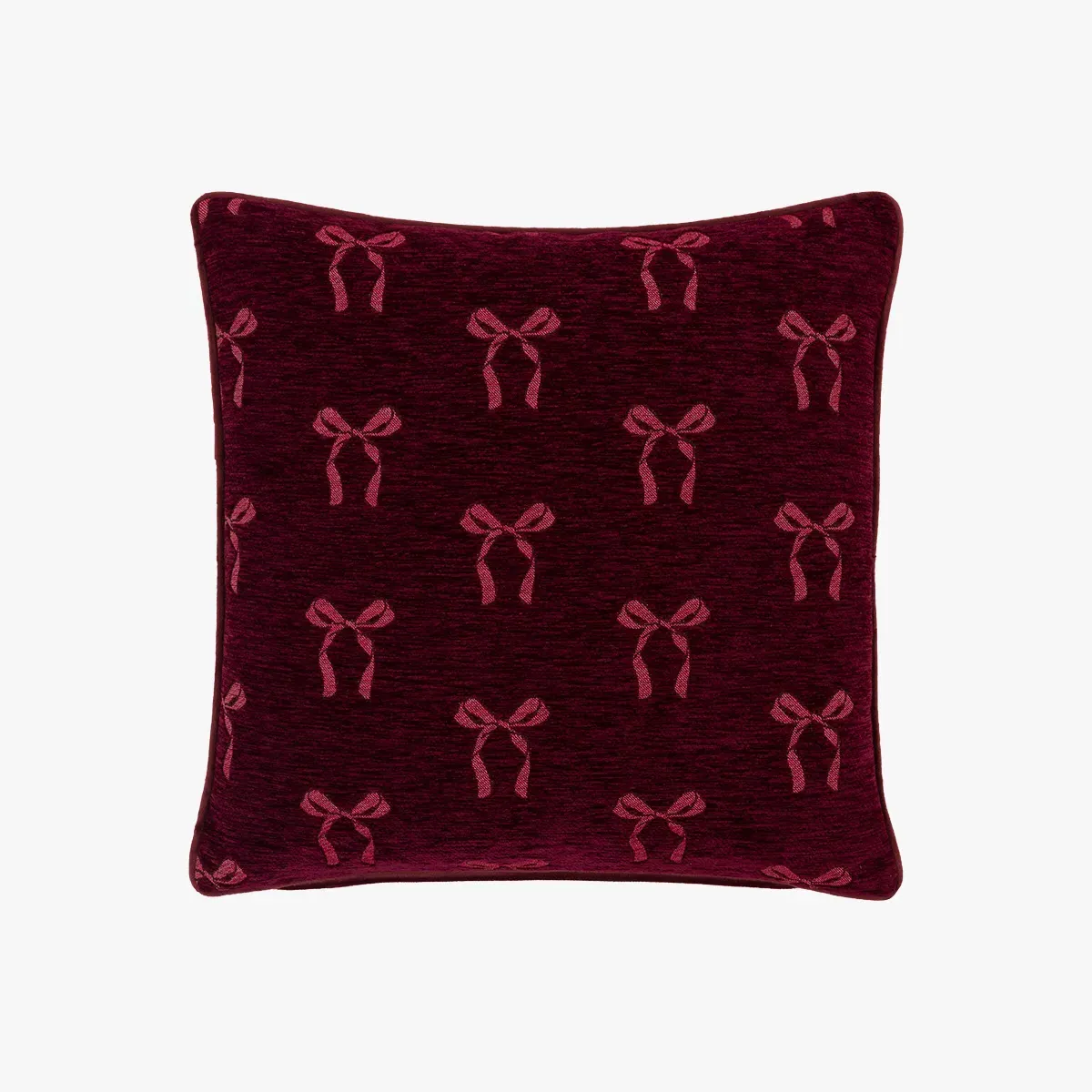 Timeless Tidings Chenille Bow Cushion by Perch & Parrow