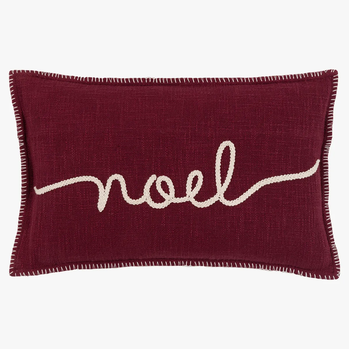 Timeless Tidings Embroidered Noel Cushion by Perch & Parrow
