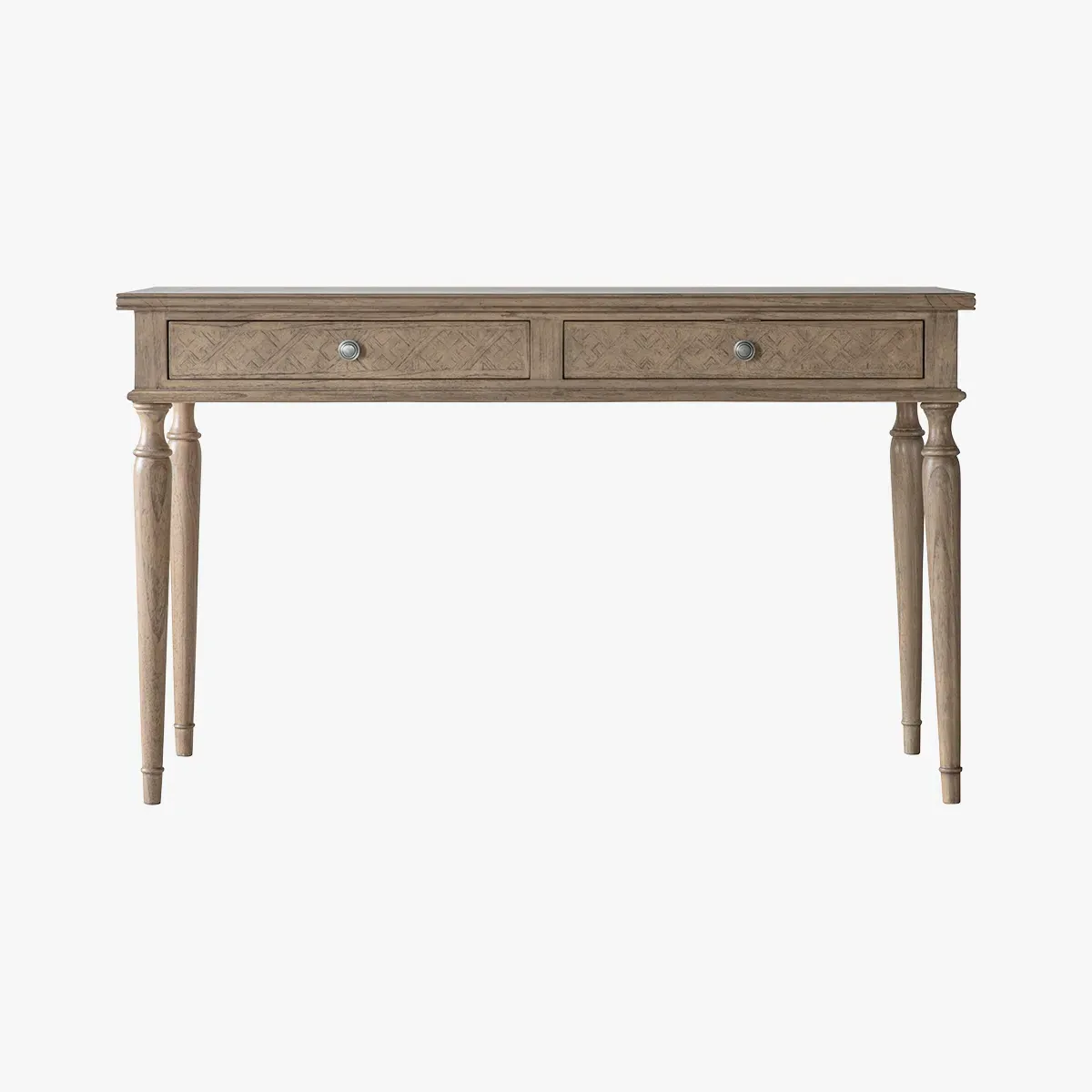 Two Drawer Desk with Marquetry - Beige, Wood product