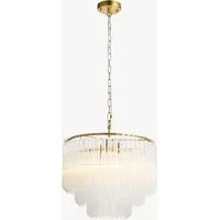 Vallauris 3-Light Pendant Light - Brushed Aged Brass, Clear Ribbed Glass by Perch & Parrow, alternate view