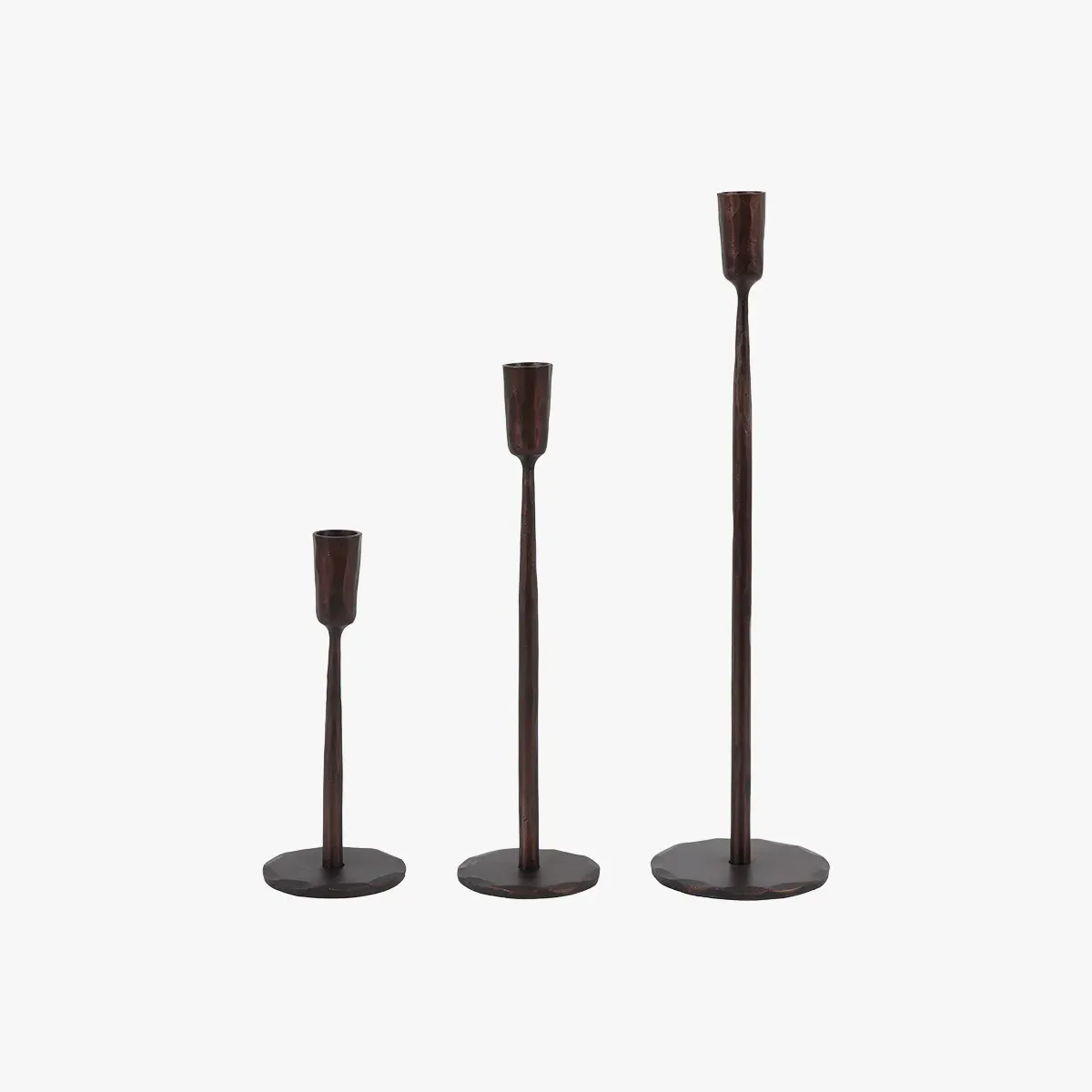 Varenna Metal Candle Sticks Set of 3 - Brown by Perch & Parrow